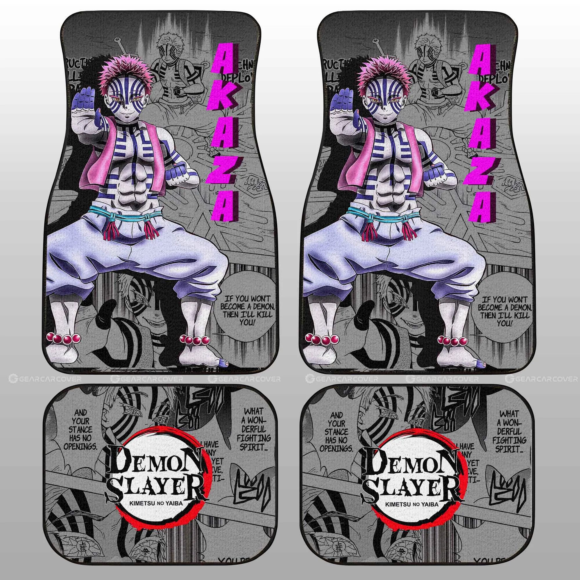 Akaza Car Floor Mats Custom Demon Slayer Anime Mix Mangas