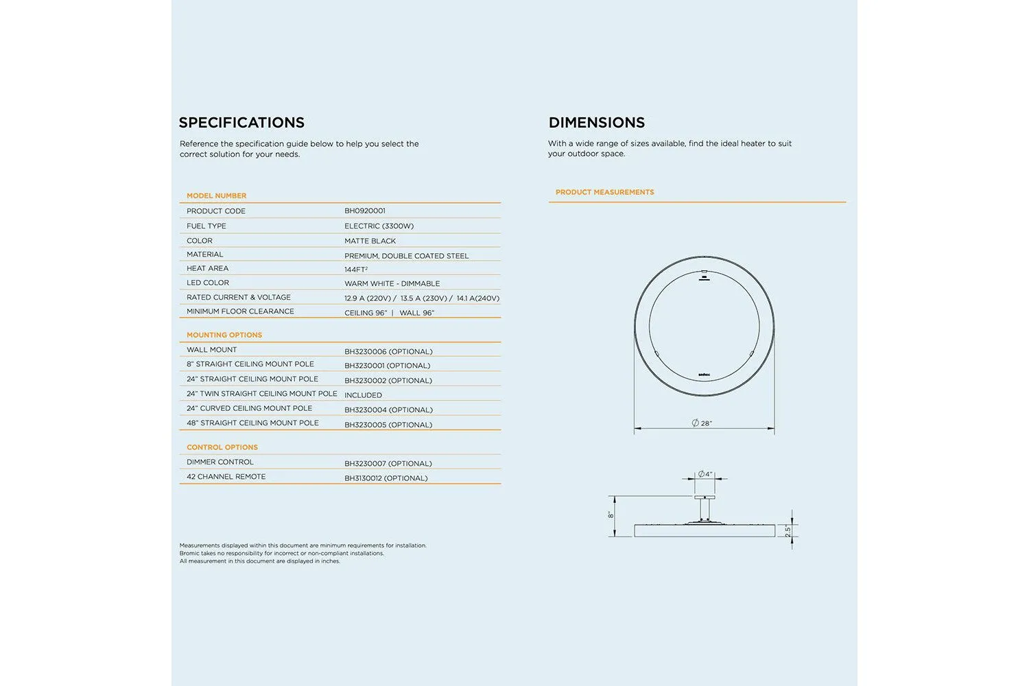 Bromic BH0920001-1 ECLIPSE SMART-HEAT ELECTRIC   TWIN POLE