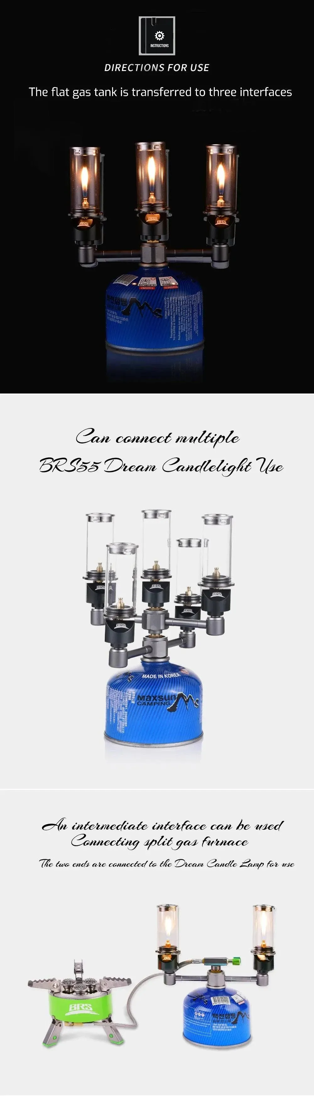 BRS-17K Camping Three-in-one Converter Gas Tank Adapter Canister Bottle Connector Conversion Device for Outdoor Camping Pic