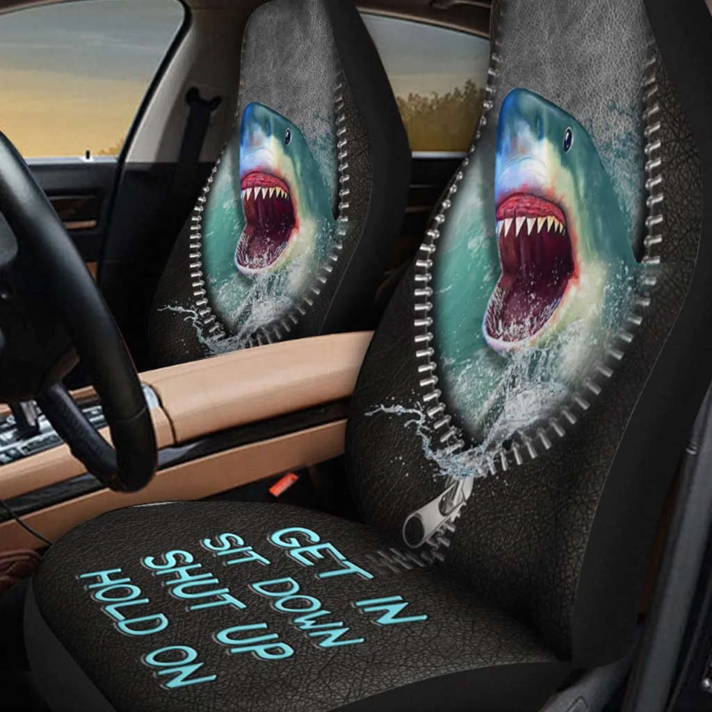 Carseat Protectors Get In Sit Down Shut Up Hold On, Shark Seat Covers For Car With Leather Pattern