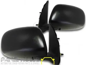 Door Mirror PAIR Black Manual Fits Toyota HILUX Ute GGN KUN TGN 05-11