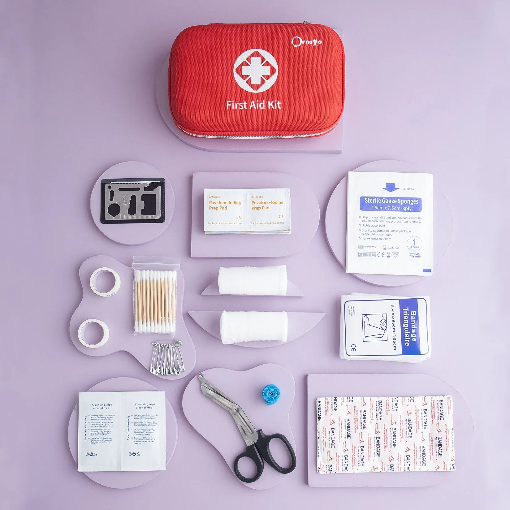 First Aid Kit ORNAVO - 109 Piece Emergency Medical Supplies