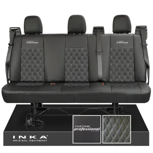 Ford Transit Custom INKA Custom Professional Rear Triple Tailored Leatherette Bentley Diamond Quilt Seat Covers Black MY12-23