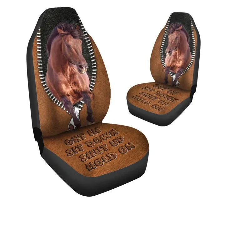 Horse Car Seat Cover Leather Pattern Get In Sit Down Fron Seat Cover For Auto