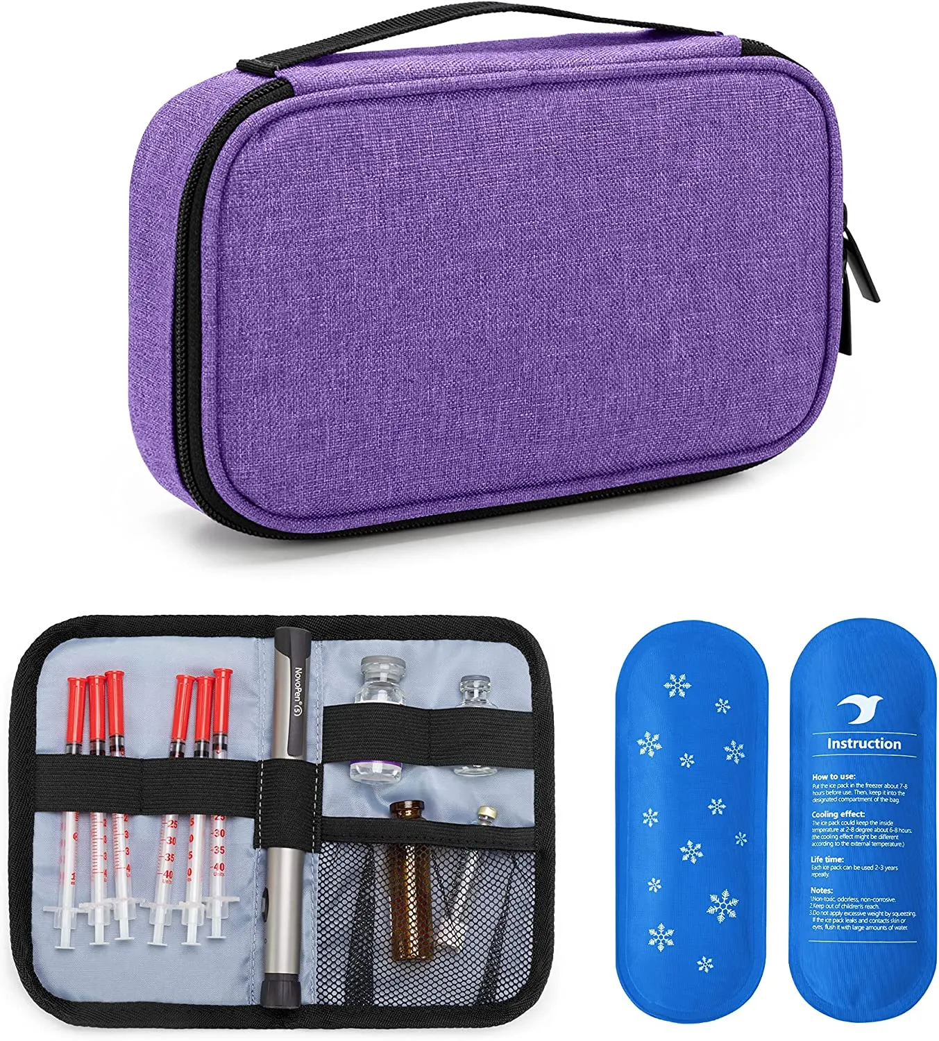 Insulin bag with ishotermal effect (1 poket Purple)