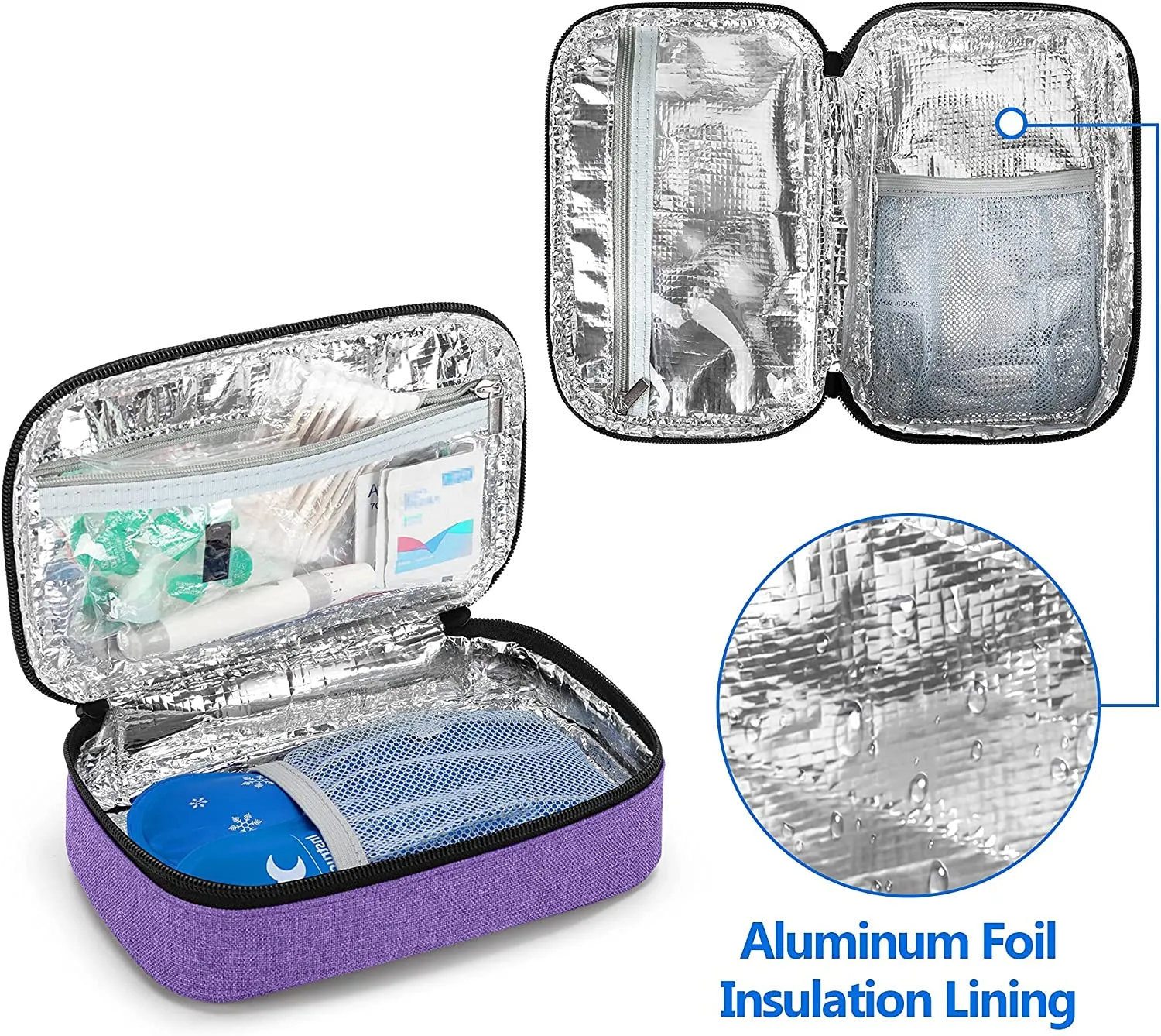 Insulin bag with ishotermal effect (1 poket Purple)
