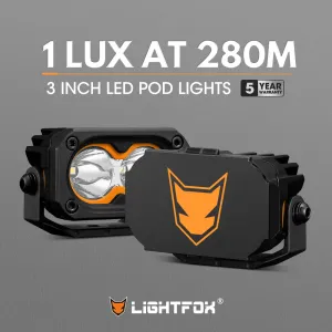 LIGHTFOX Pair 3inch Cygnus-2 Osram LED Pod Lights 1Lux@280m 2,026LM