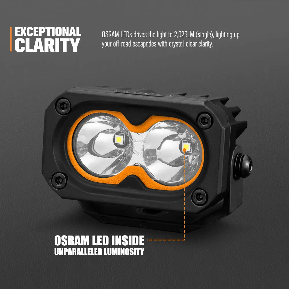 LIGHTFOX Pair 3inch Cygnus-2 Osram LED Pod Lights 1Lux@280m 2,026LM
