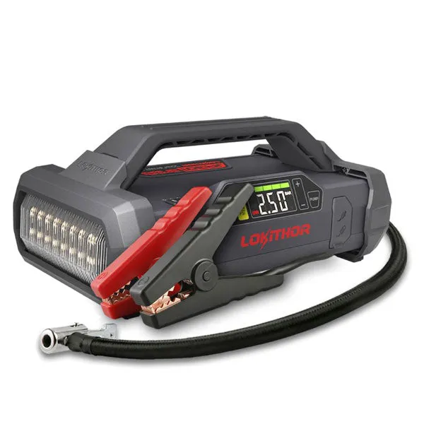 LOKITHOR - JA301 - Lithium Jump Starter - 150PSI Air Compressor - 2000A -  USB Port - w/LED Flashlight - 12V