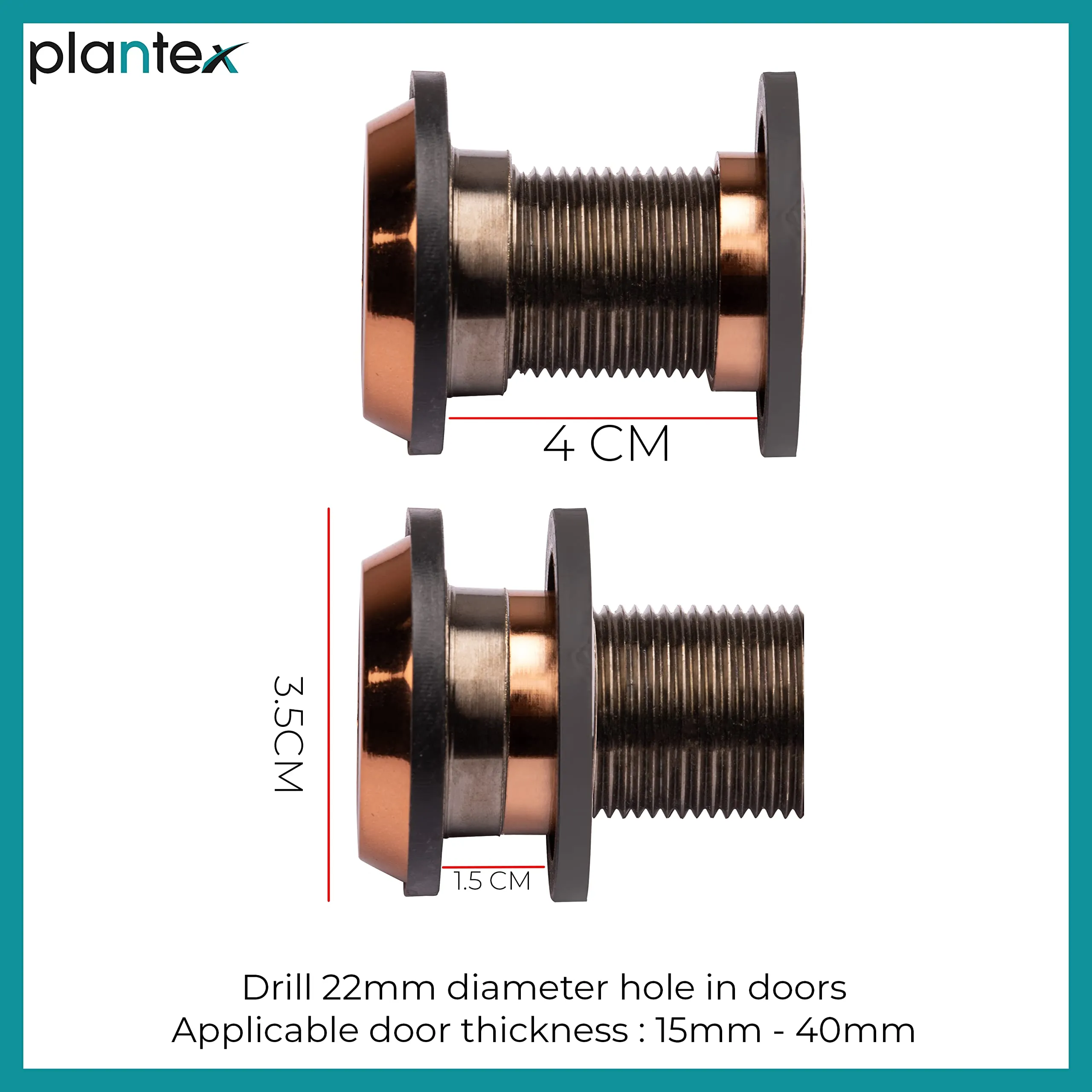 Plantex Rose Gold Eye Hole for Main Door - 200 Degree Wide Magic Eye viewer for Safety - Pack of 20