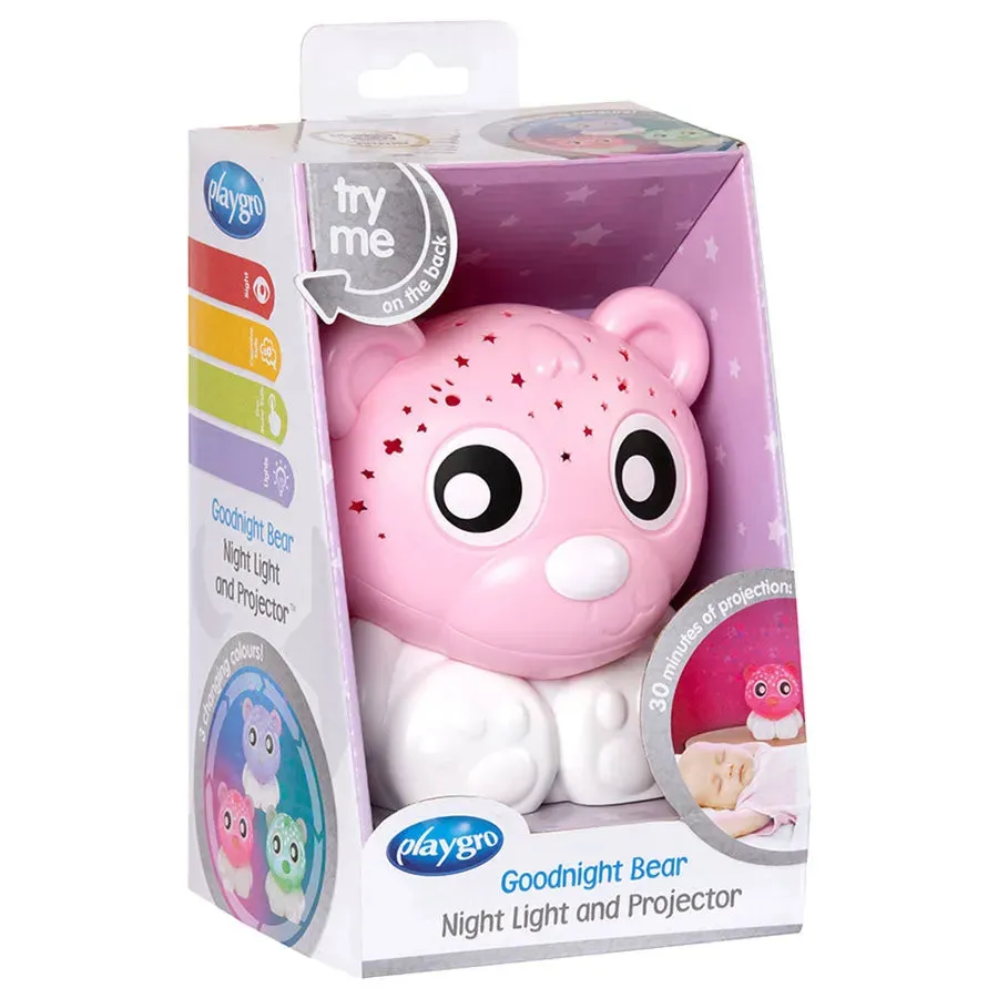 Playgro Goodnight Bear Night Light And Projector (Pink And White)