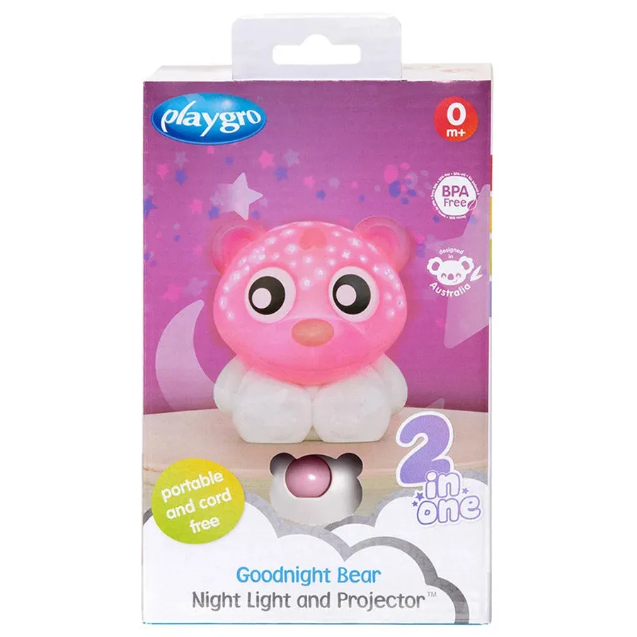 Playgro Goodnight Bear Night Light And Projector (Pink And White)