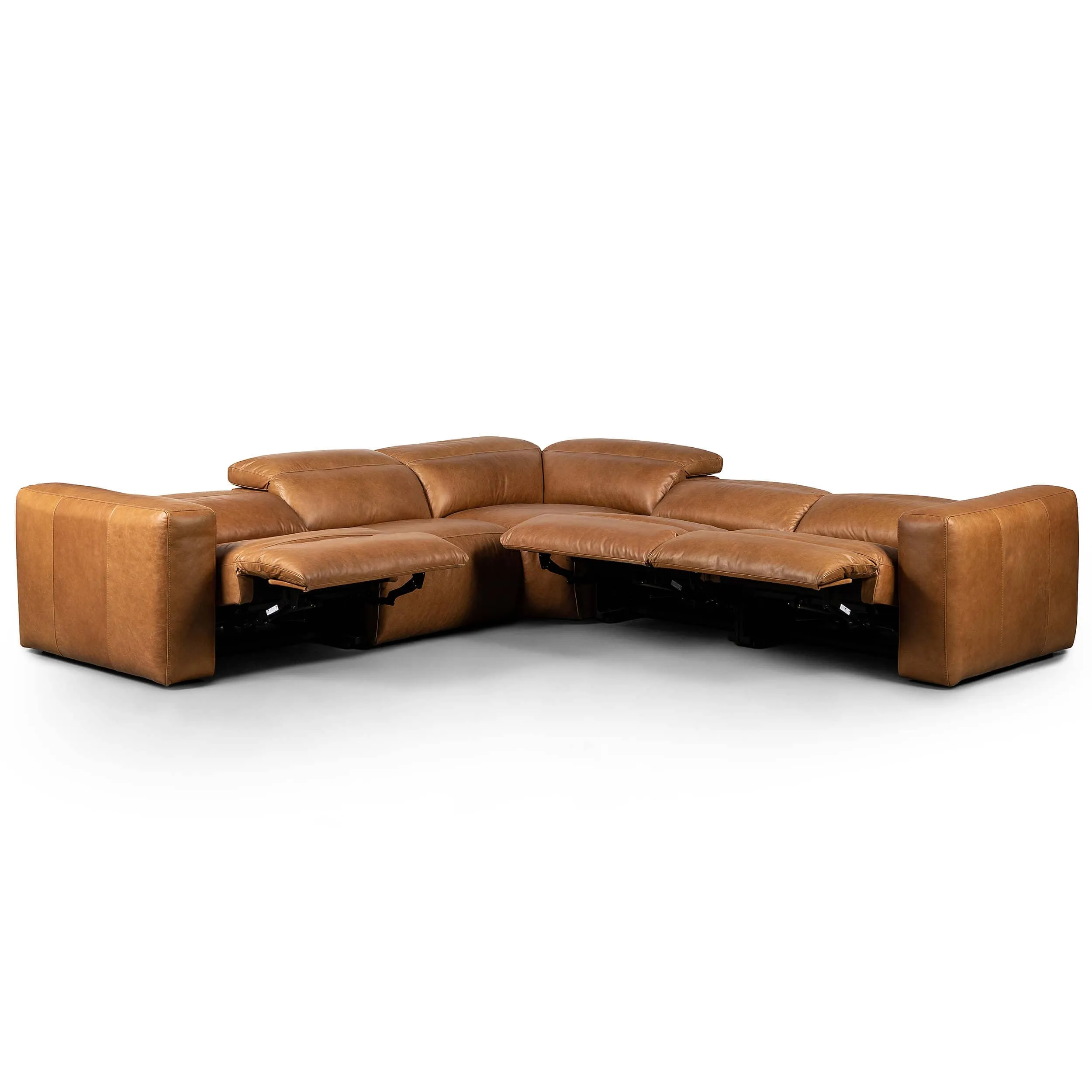 Radley 5 Piece Leather Power Recliner Sectional, Sonoma Butterscotch