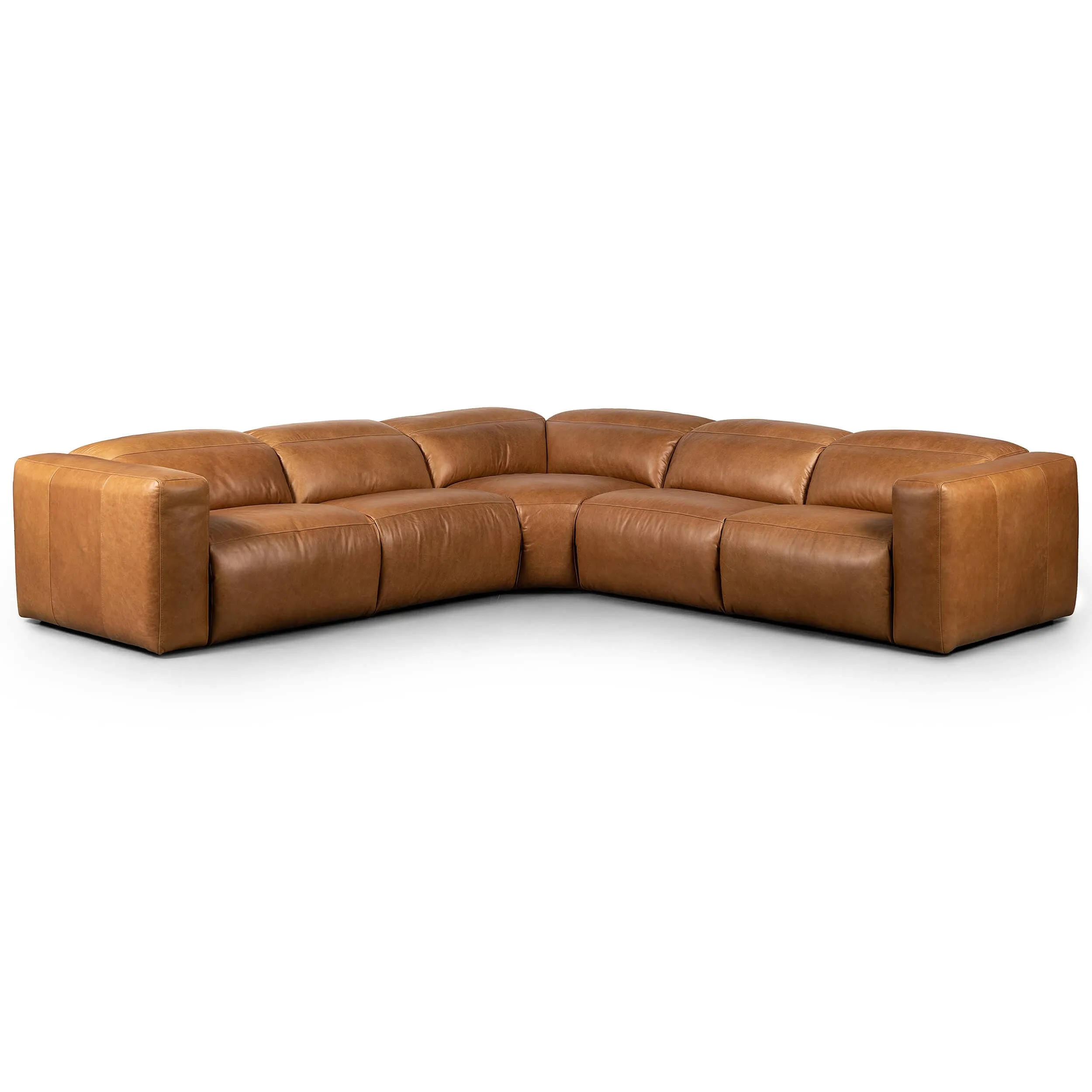 Radley 5 Piece Leather Power Recliner Sectional, Sonoma Butterscotch