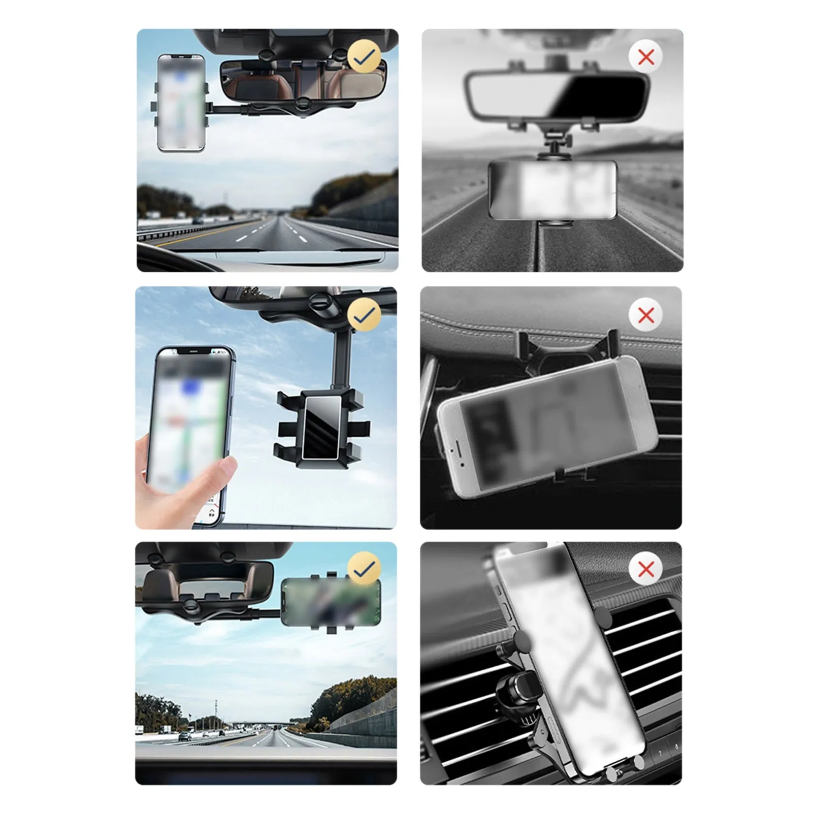 Rearview Mirror Phone Holder