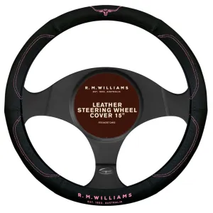 RM Williams Leather Steering Wheel Cover Black / Pink - SWRMWPNK