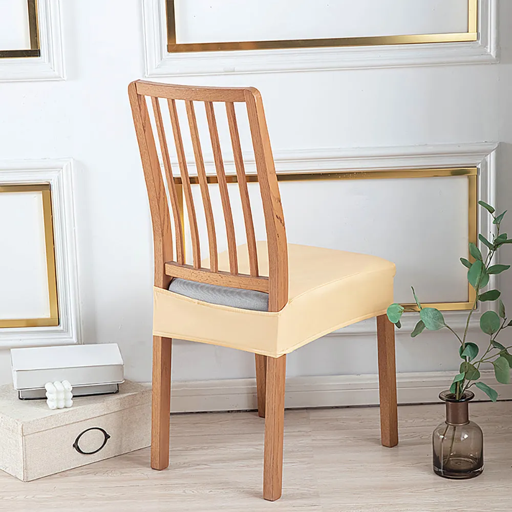 Soft PU Solid Color Stretch Chair Seat Cover