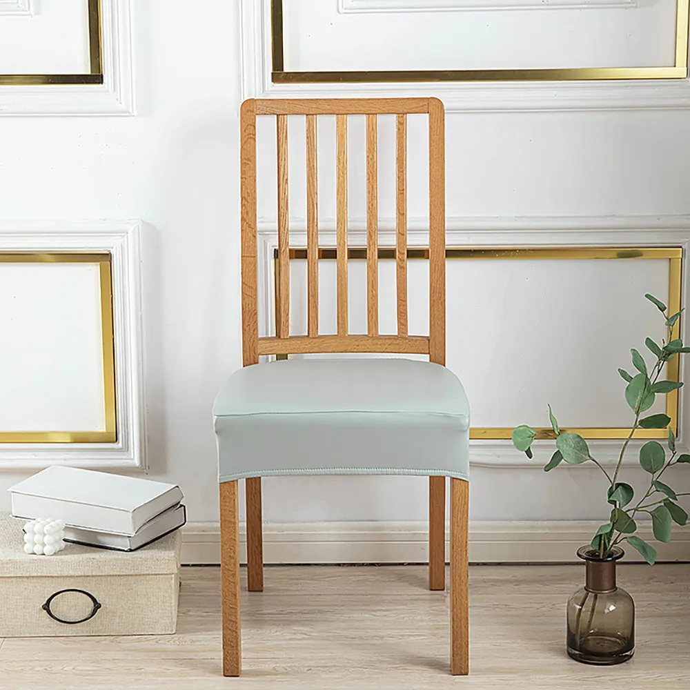 Soft PU Solid Color Stretch Chair Seat Cover