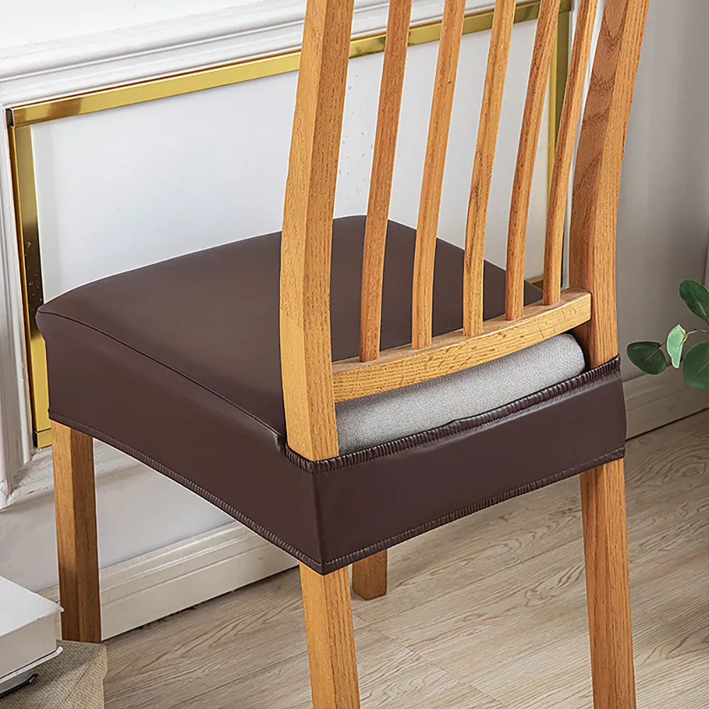 Soft PU Solid Color Stretch Chair Seat Cover