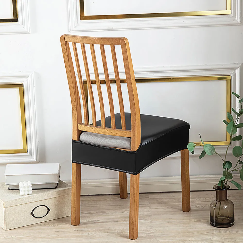 Soft PU Solid Color Stretch Chair Seat Cover