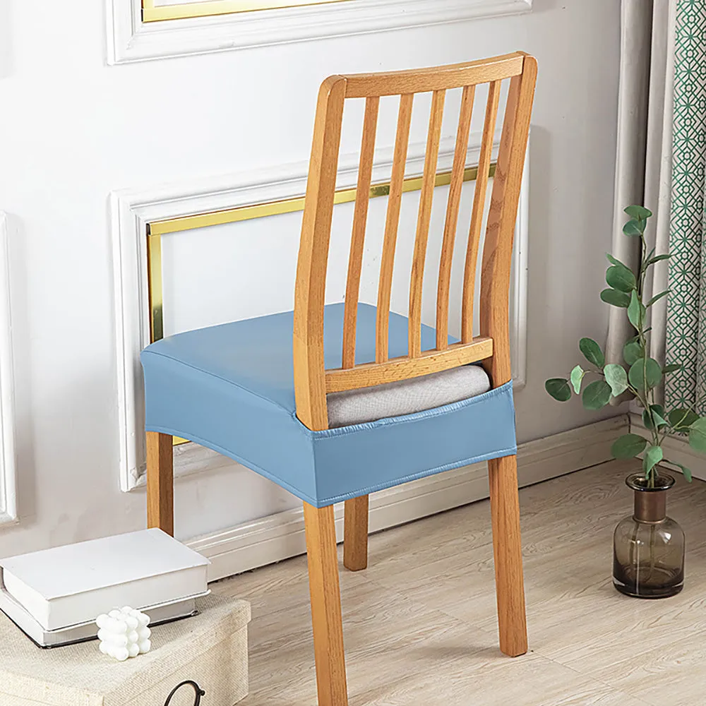 Soft PU Solid Color Stretch Chair Seat Cover
