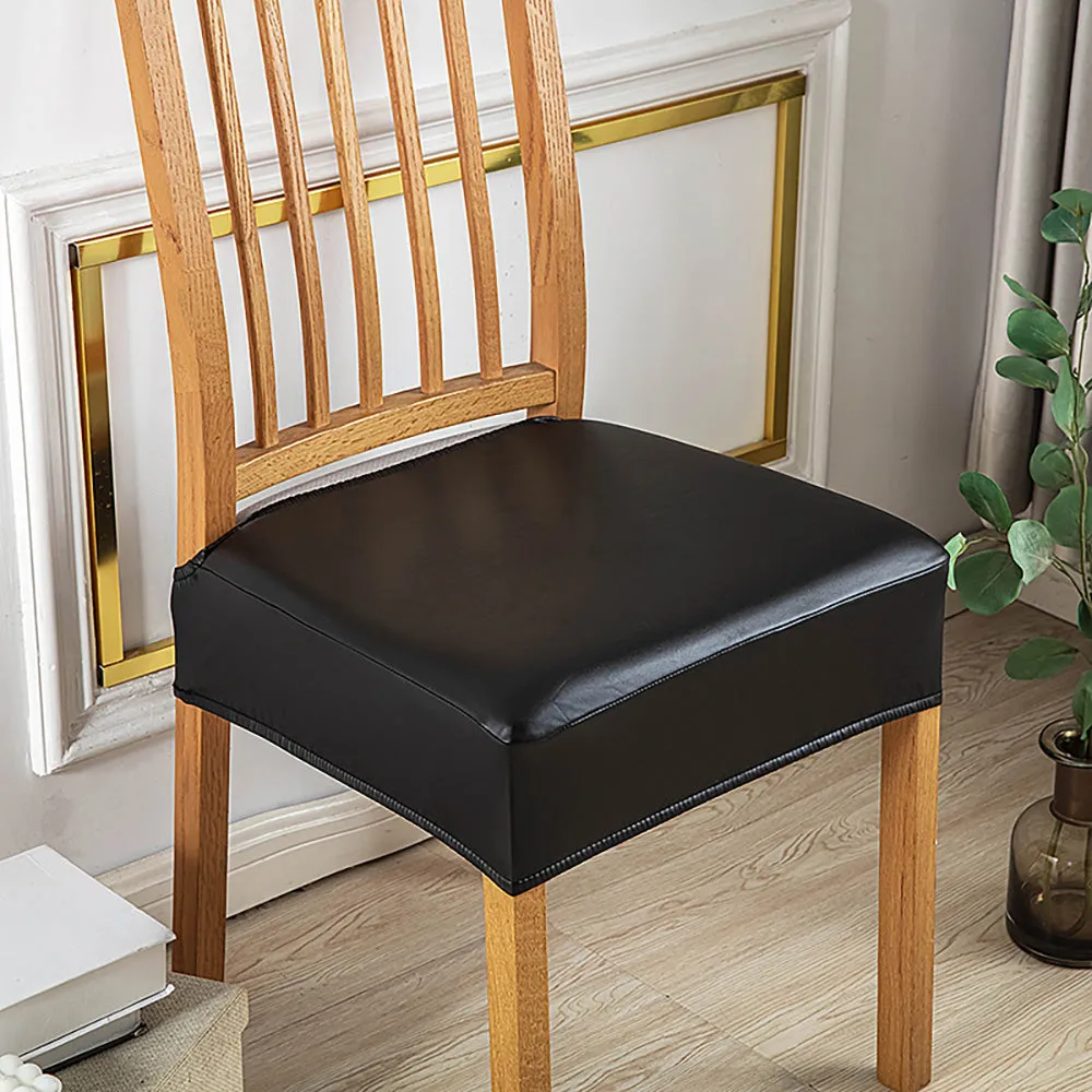 Soft PU Solid Color Stretch Chair Seat Cover