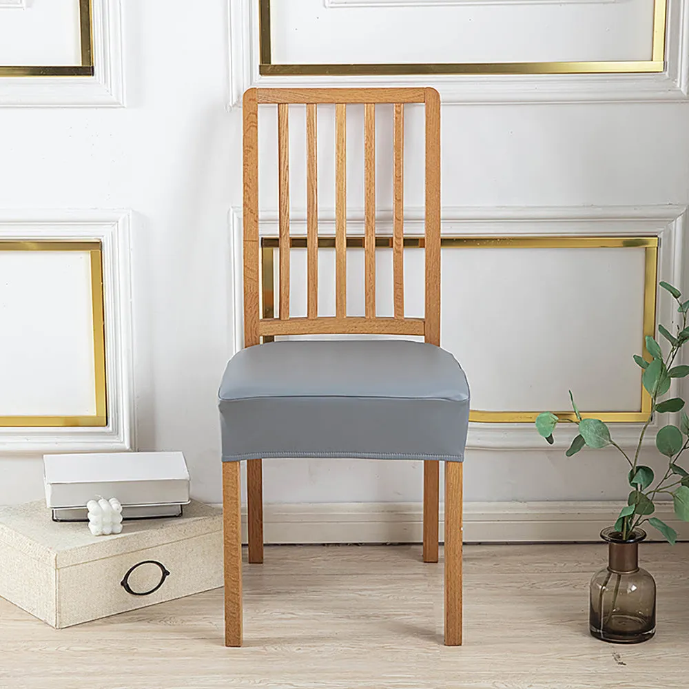 Soft PU Solid Color Stretch Chair Seat Cover