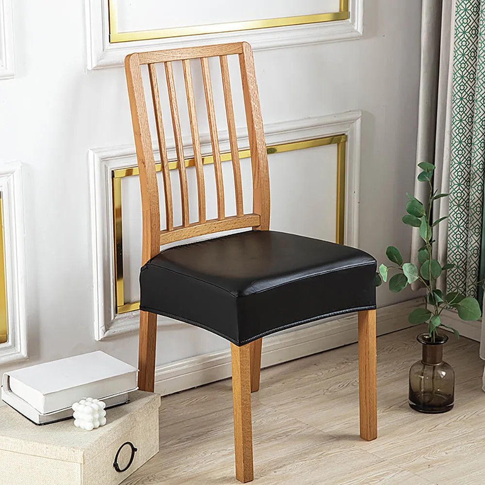 Soft PU Solid Color Stretch Chair Seat Cover