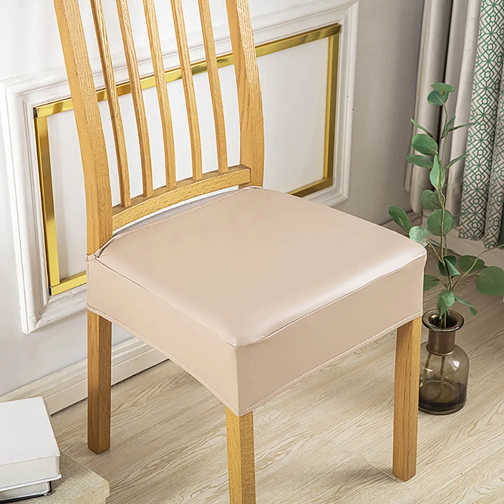 Soft PU Solid Color Stretch Chair Seat Cover
