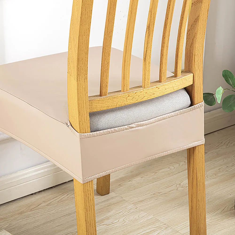 Soft PU Solid Color Stretch Chair Seat Cover