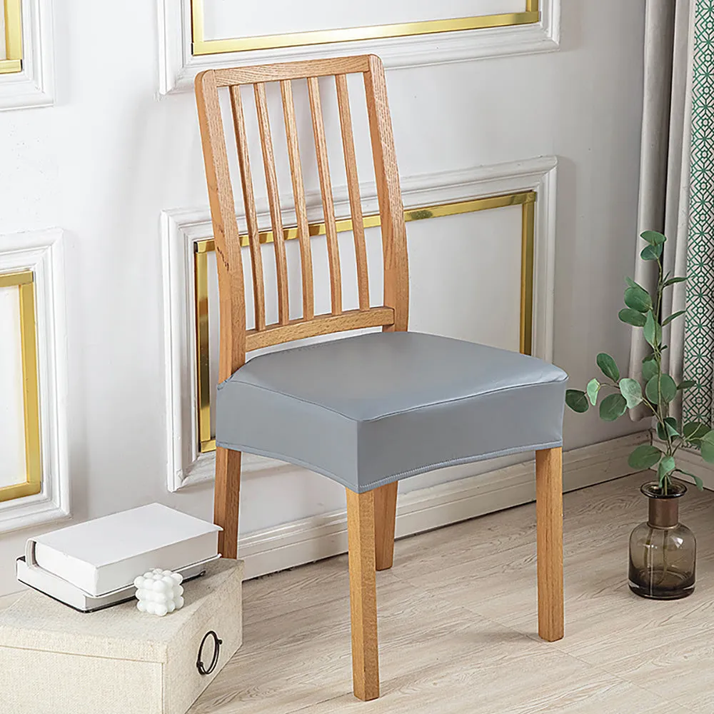 Soft PU Solid Color Stretch Chair Seat Cover