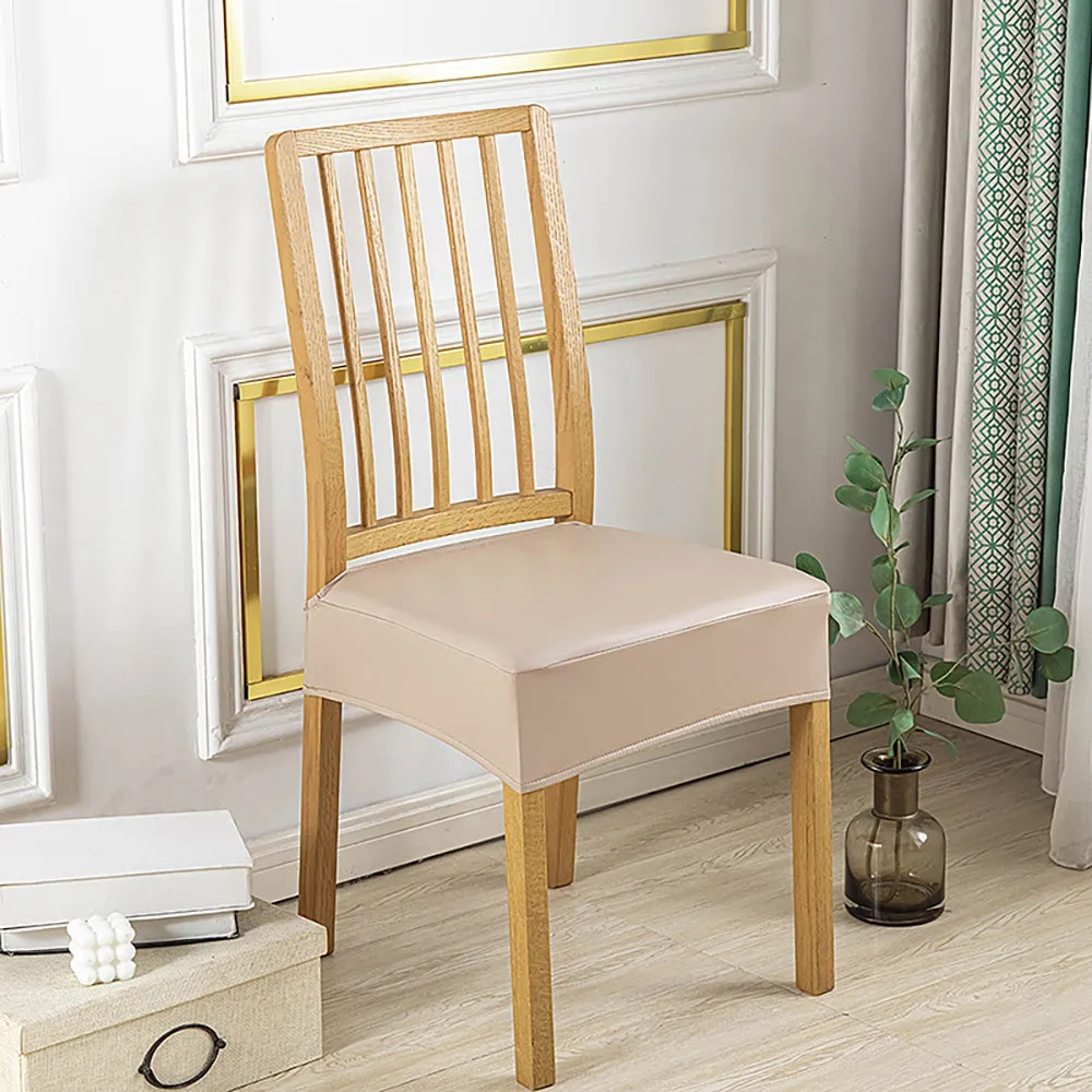 Soft PU Solid Color Stretch Chair Seat Cover