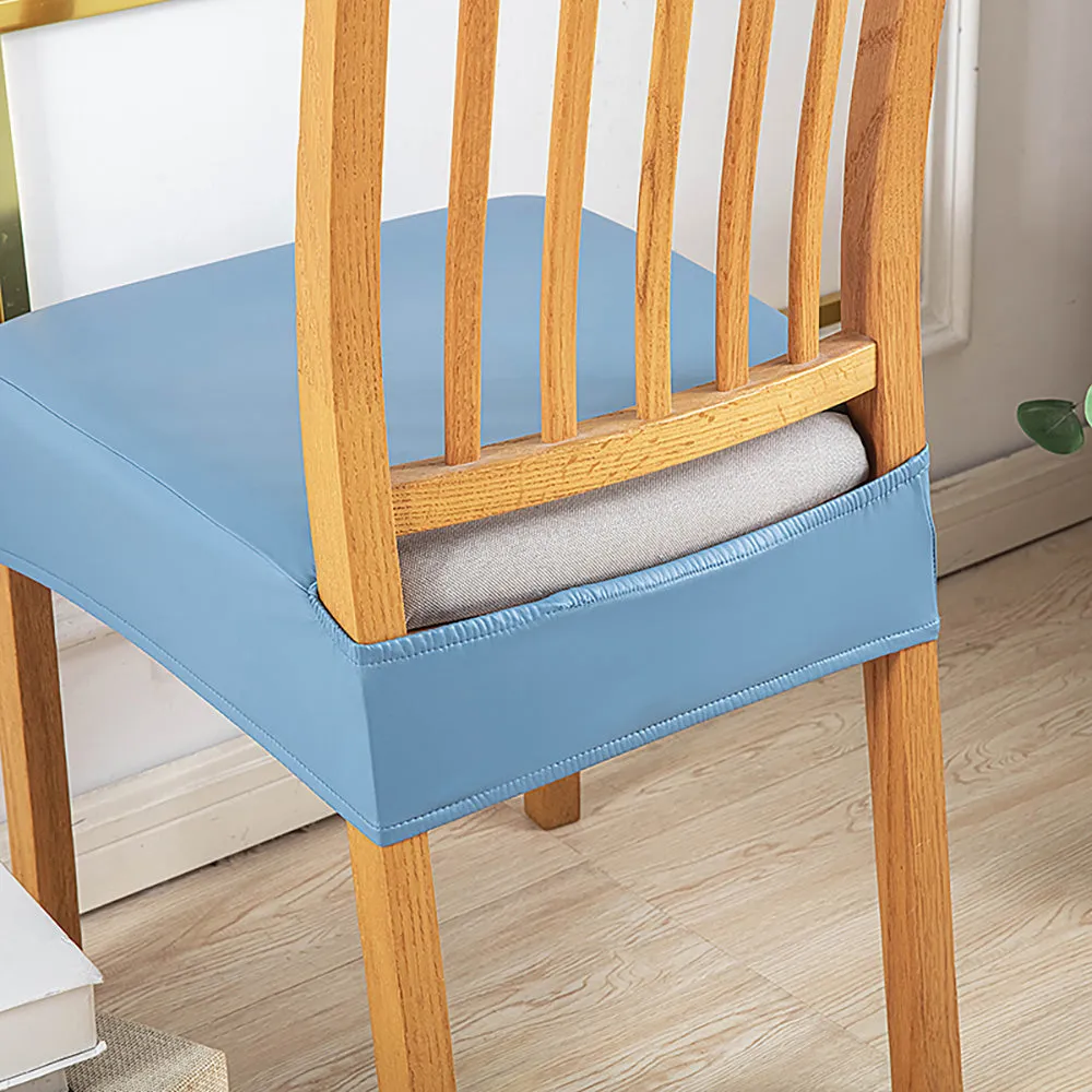 Soft PU Solid Color Stretch Chair Seat Cover