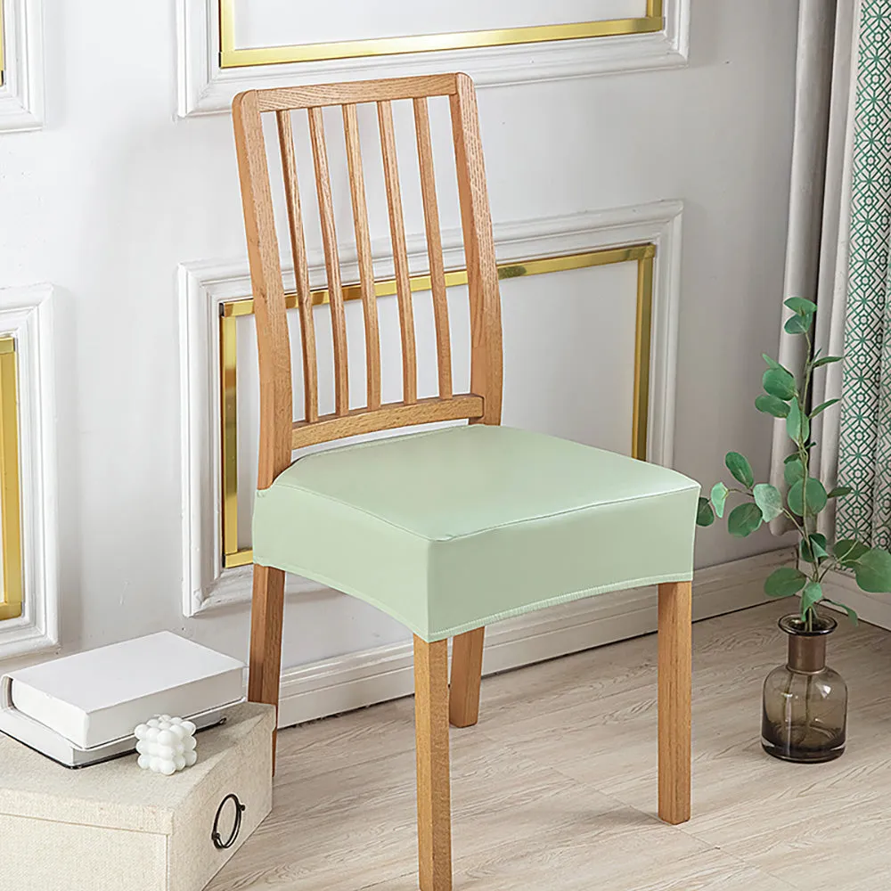 Soft PU Solid Color Stretch Chair Seat Cover