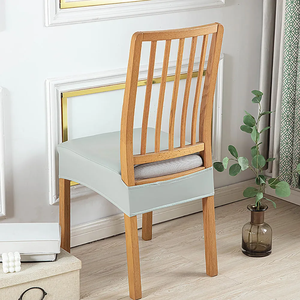 Soft PU Solid Color Stretch Chair Seat Cover