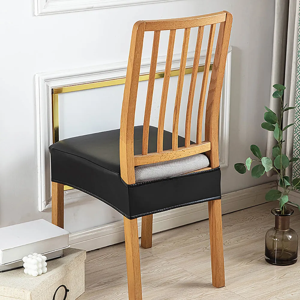 Soft PU Solid Color Stretch Chair Seat Cover