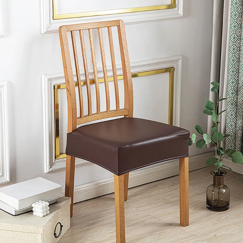 Soft PU Solid Color Stretch Chair Seat Cover