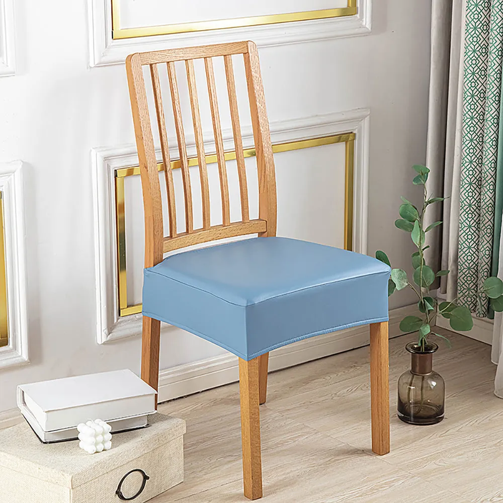 Soft PU Solid Color Stretch Chair Seat Cover