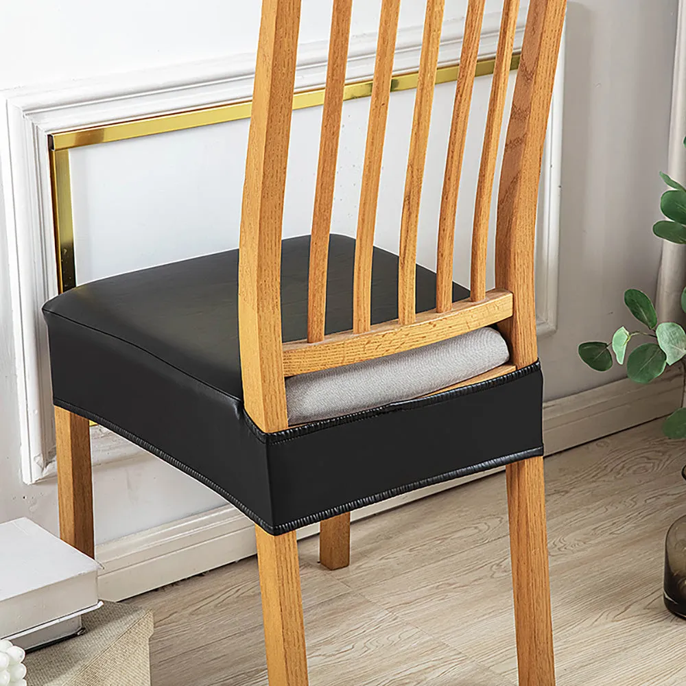 Soft PU Solid Color Stretch Chair Seat Cover