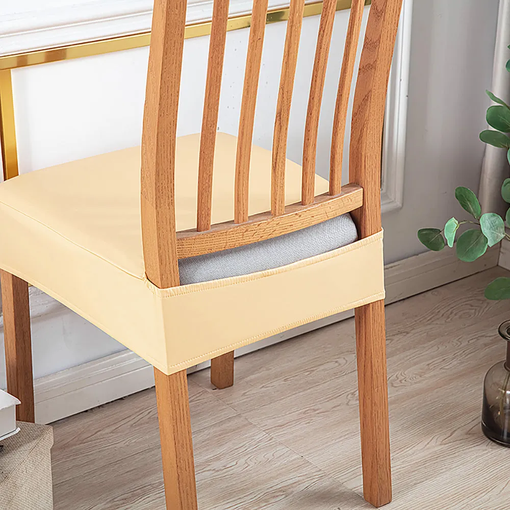 Soft PU Solid Color Stretch Chair Seat Cover