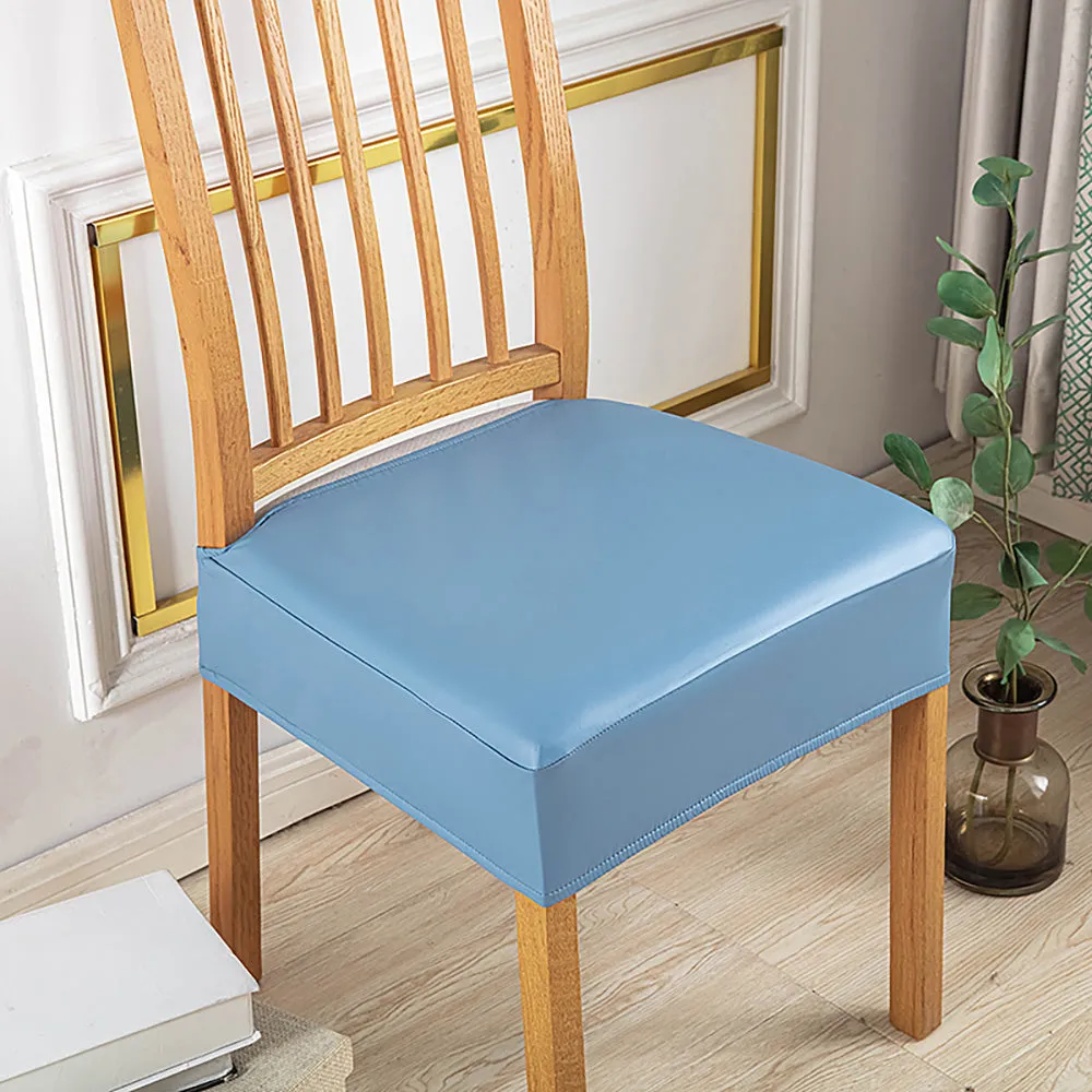 Soft PU Solid Color Stretch Chair Seat Cover