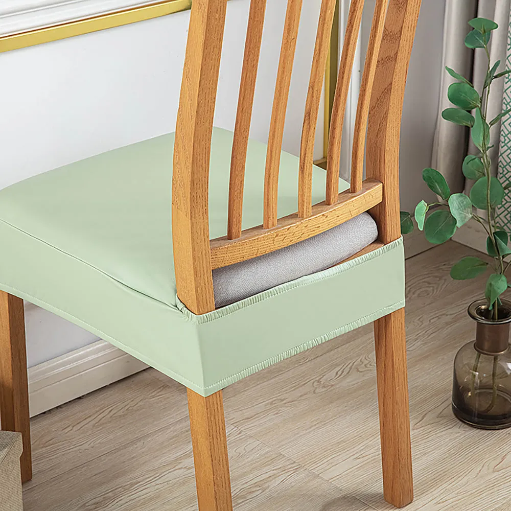 Soft PU Solid Color Stretch Chair Seat Cover