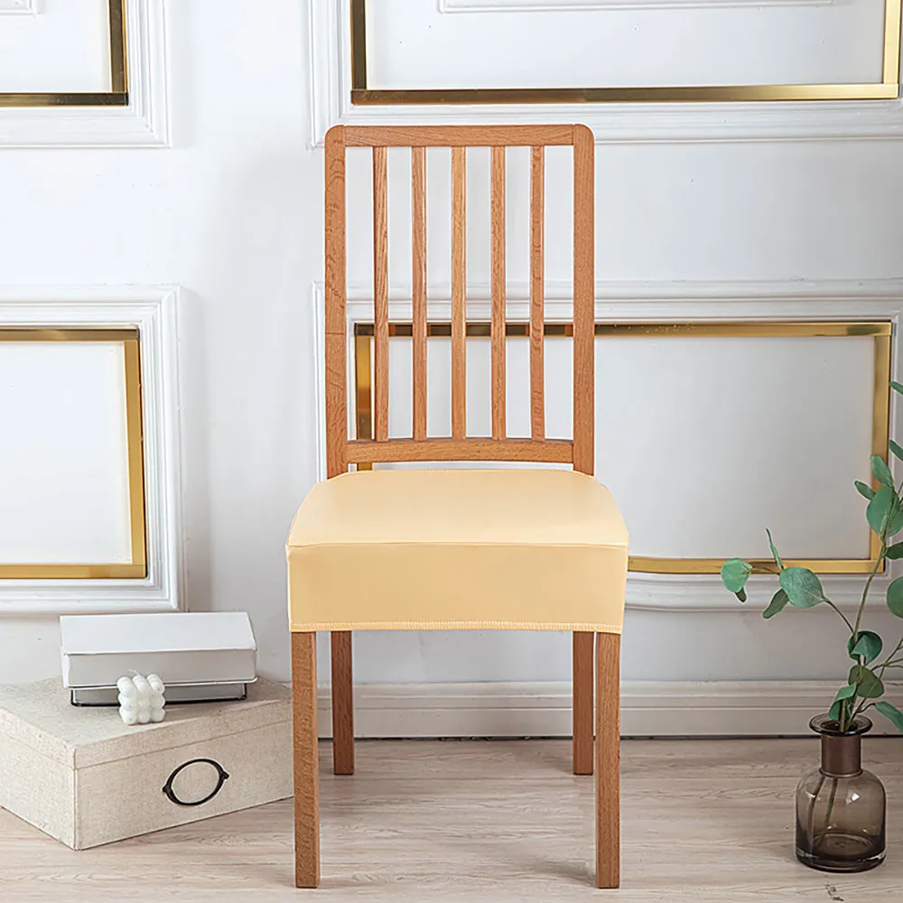Soft PU Solid Color Stretch Chair Seat Cover