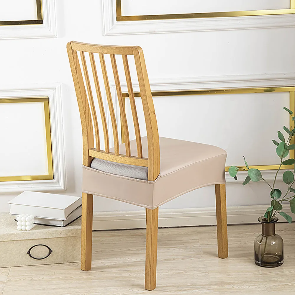 Soft PU Solid Color Stretch Chair Seat Cover
