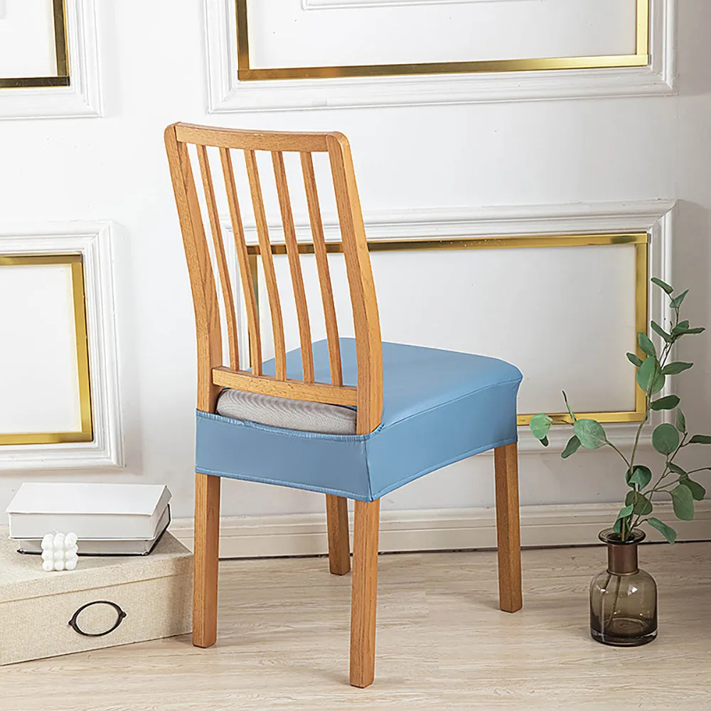 Soft PU Solid Color Stretch Chair Seat Cover