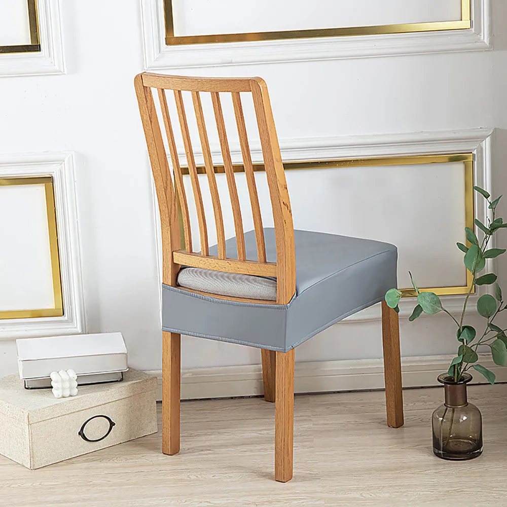 Soft PU Solid Color Stretch Chair Seat Cover
