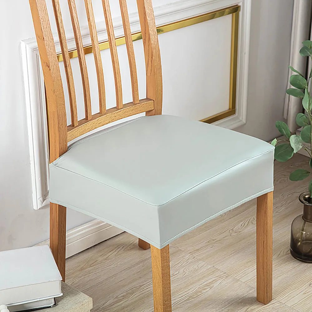 Soft PU Solid Color Stretch Chair Seat Cover