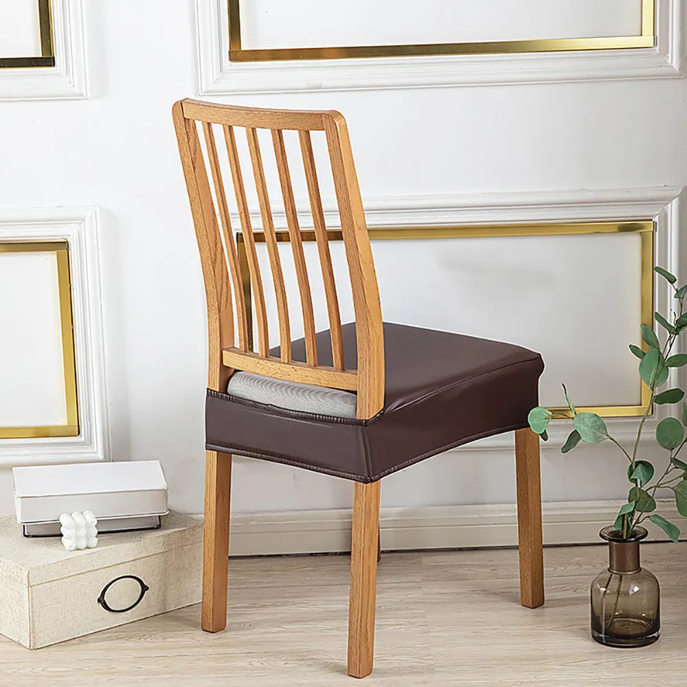 Soft PU Solid Color Stretch Chair Seat Cover