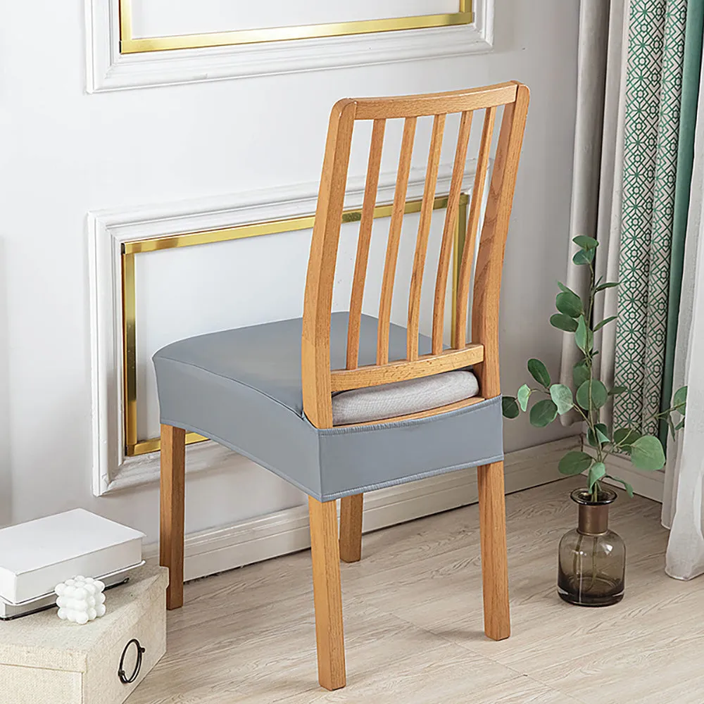 Soft PU Solid Color Stretch Chair Seat Cover