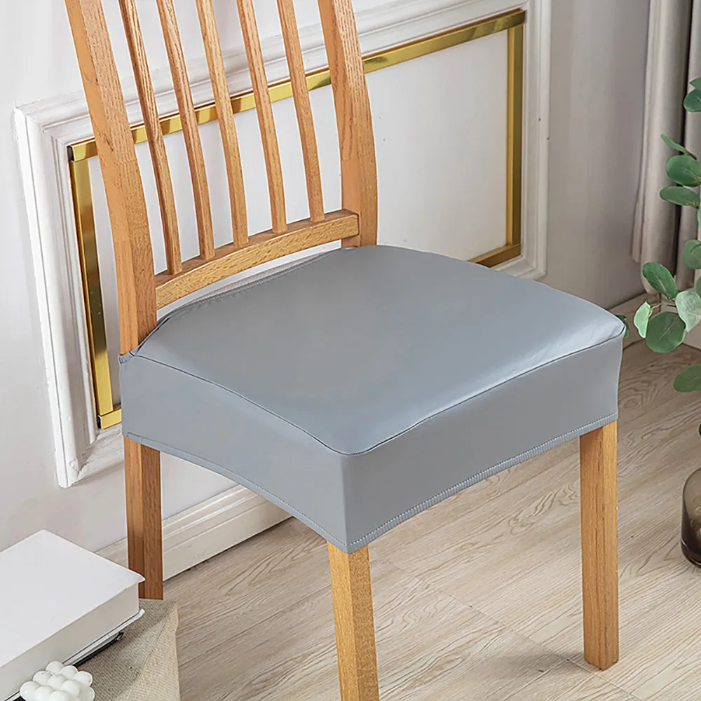 Soft PU Solid Color Stretch Chair Seat Cover